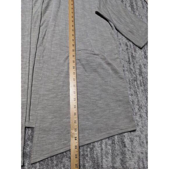 Donni Open Front Cardigan Sweater Women One Size OSFA Gray Pinstriped Pockets - Picture 11 of 11